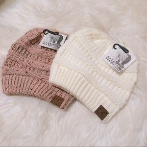 TWO C.C. Messy Bun Beanies